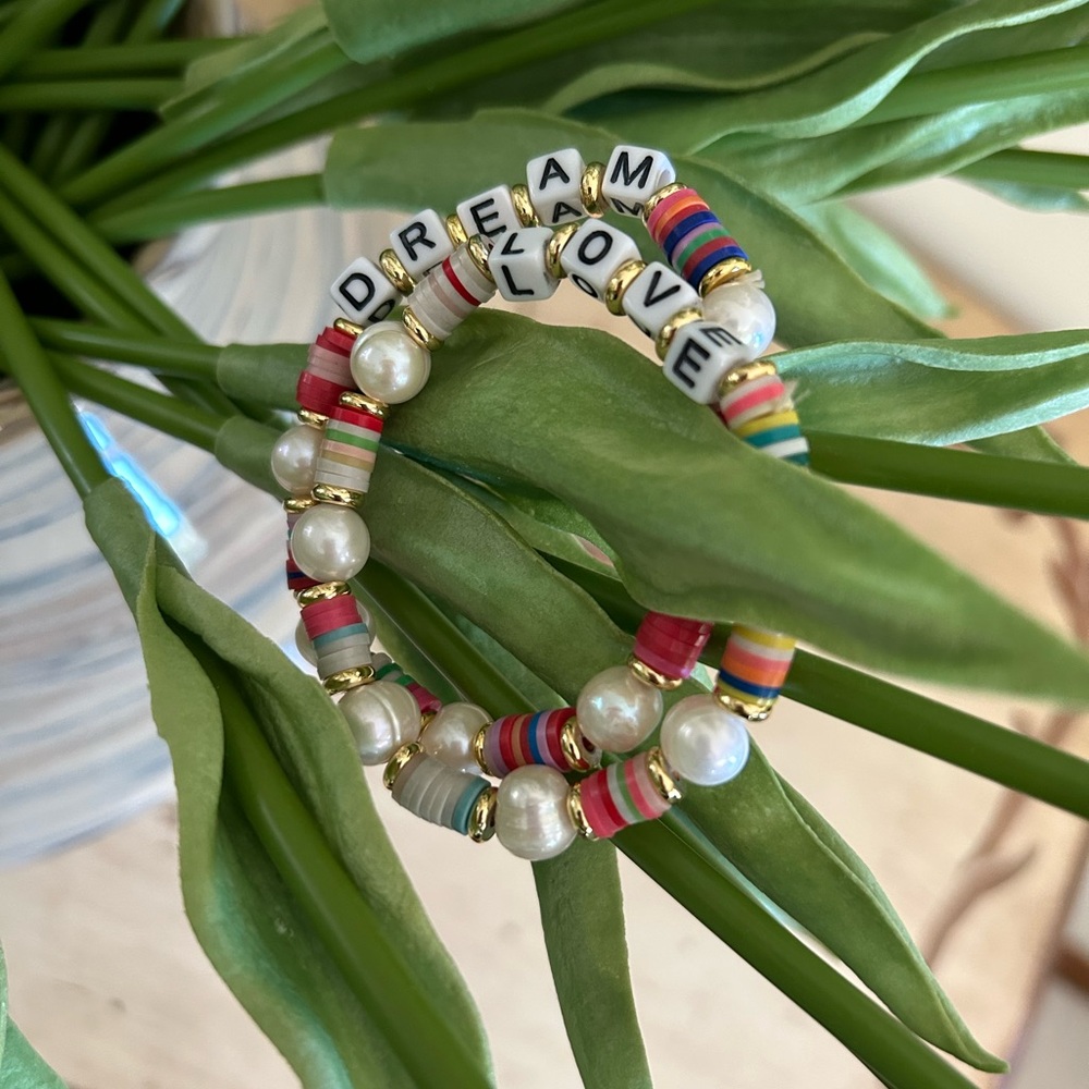 Pearl & Multi-Color Beaded 'Dream Love' Stretch Bracelet